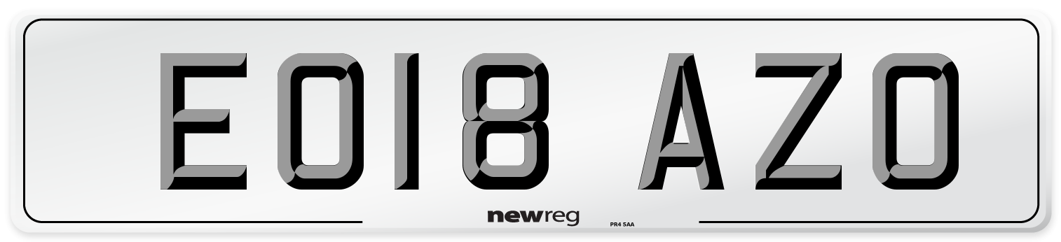 EO18 AZO Number Plate from New Reg